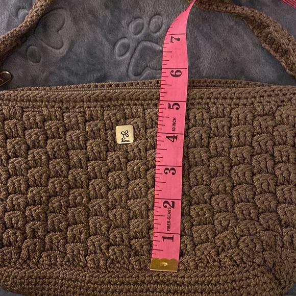 Lina bundle/2 crocheted bags purses tan brown handles - Picture 10 of 14